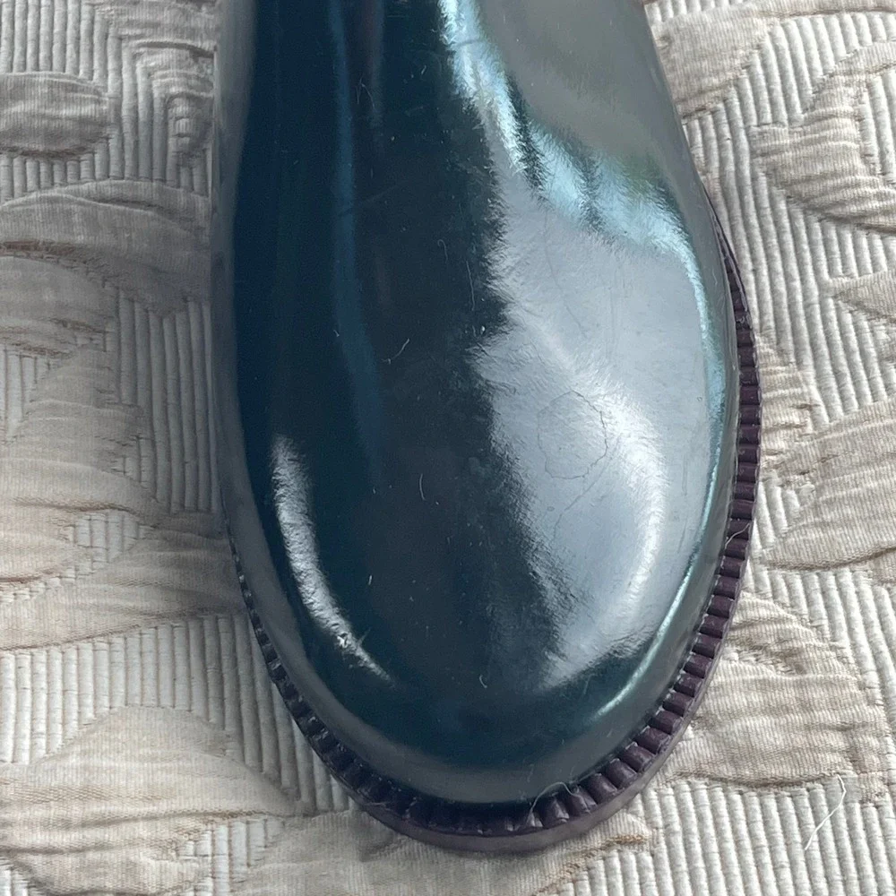 Tommy Hilfiger Womens Black Quilted Tall Rain Boots Purple Trim Size 7 TWVINTAGE
